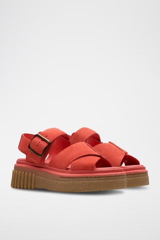 Sandalias de piel con plataforma Evamar - Coral