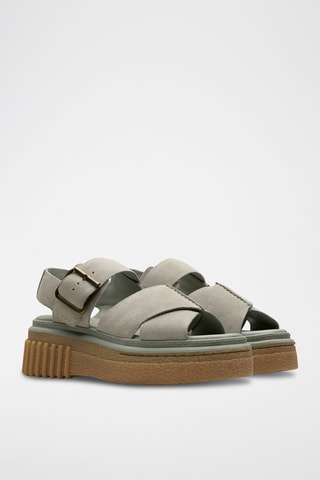 Sandalias de piel con plataforma Evamar - Gris verdoso