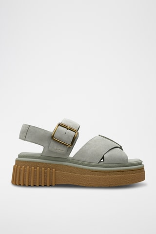 Sandalias de piel con plataforma Evamar - Gris verdoso