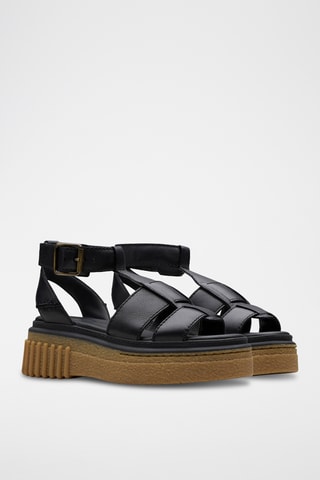 Sandalias de piel con plataforma Evamar - Negro