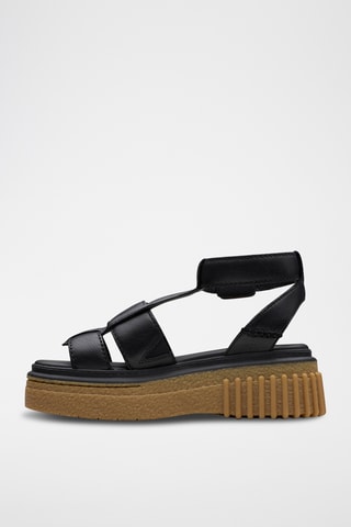 Sandalias de piel con plataforma Evamar - Negro