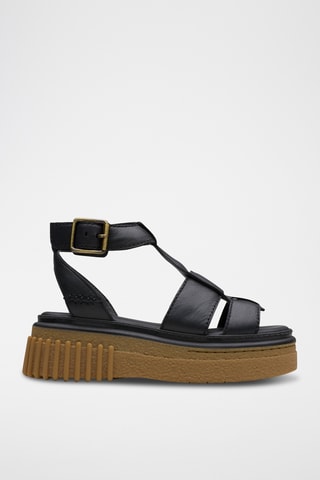Sandalias de piel con plataforma Evamar - Negro