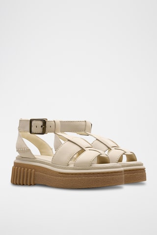 Sandalias de piel con plataforma Evamar - Crema