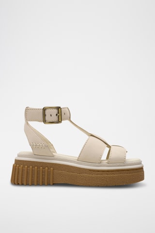 Sandalias de piel con plataforma Evamar - Crema