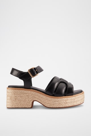 Sandalias de piel de cuña Coledale - Negro