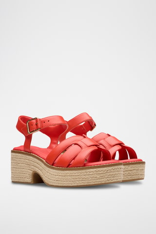 Sandalias de piel de cuña Coledale - Rojo