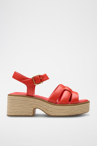 Sandalias de piel de cuña Coledale - Rojo