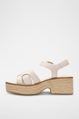 Sandalias de piel de cuña Coledale - Crema