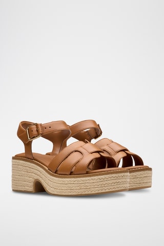 Sandalias de piel de cuña Coledale - Marrón
