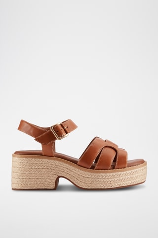 Sandalias de piel de cuña Coledale - Marrón