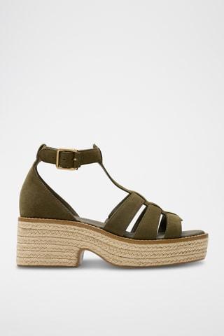 Sandalias de nobuk de cuña Coledale - Caqui