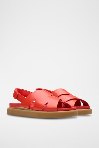 Sandalias de piel con plataforma Aristella - Rojo