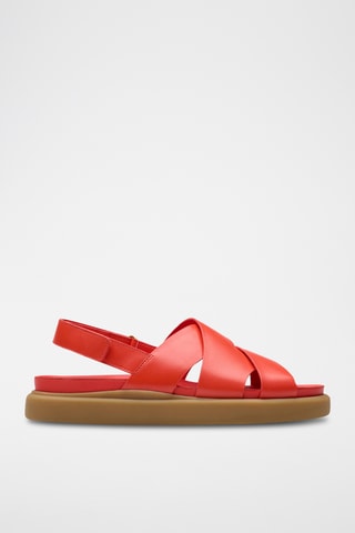 Sandalias de piel con plataforma Aristella - Rojo