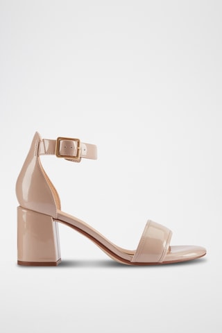 Sandalias de piel de charol de tacón Ezoria - Beige