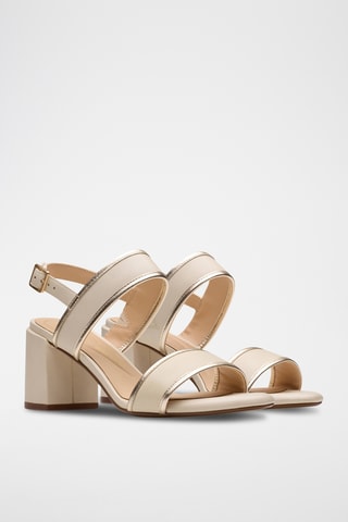 Sandalias de piel de tacón Ezoria - Crema