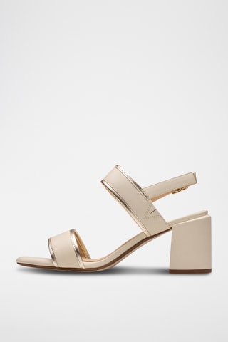 Sandalias de piel de tacón Ezoria - Crema