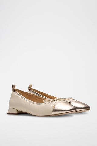 Bailarinas de piel de tacón Ubree15 - Crema