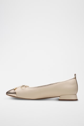 Bailarinas de piel de tacón Ubree15 - Crema