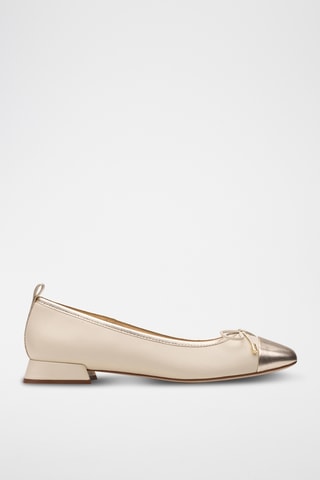 Bailarinas de piel de tacón Ubree15 - Crema