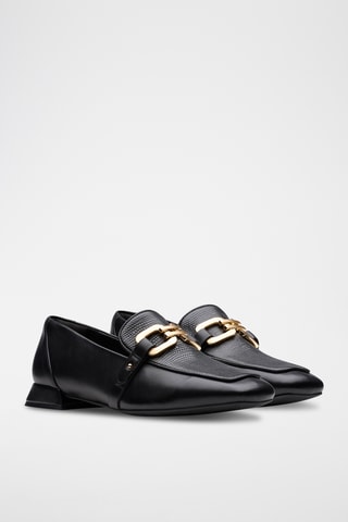 Mocasines de piel de tacón Ubree15 - Negro