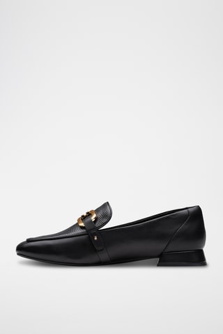 Mocasines de piel de tacón Ubree15 - Negro