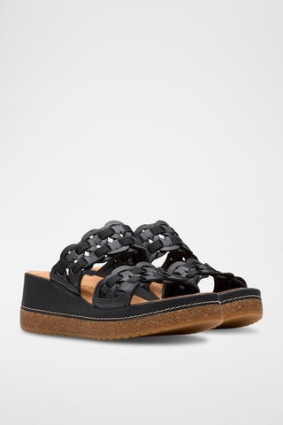 Sandalias de piel de cuña Kassanda - Negro