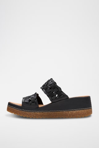Sandalias de piel de cuña Kassanda - Negro