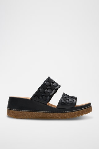 Sandalias de piel de cuña Kassanda - Negro