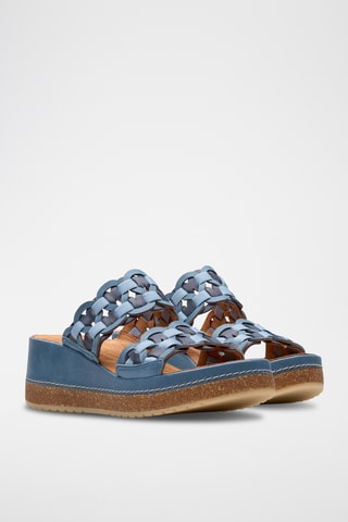 Sandalias de piel de cuña Kassanda - Azul