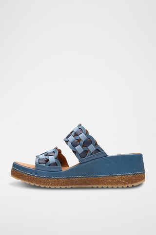 Sandalias de piel de cuña Kassanda - Azul