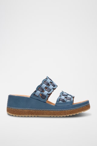 Sandalias de piel de cuña Kassanda - Azul