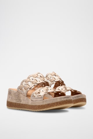 Sandalias de piel de cuña Kassanda - Beige