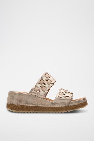 Sandalias de piel de cuña Kassanda - Beige