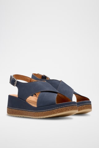 Sandalias de nobuk de cuña Kassanda - Azul
