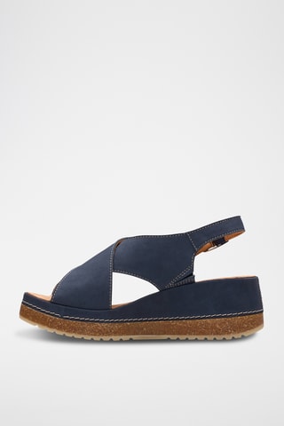 Sandalias de nobuk de cuña Kassanda - Azul