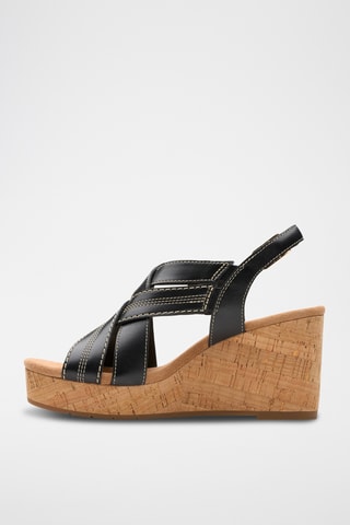 Sandalias de piel de cuña Sabina - Negro