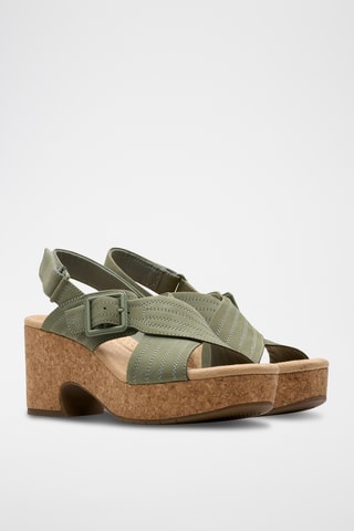 Sandalias de nobuk de tacón Nerisa - Verde