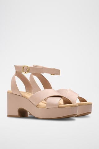 Sandalias de piel de tacón Nerisa - Beige