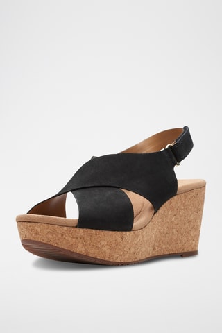 Sandalias de nobuk de cuña Annadel - Negro