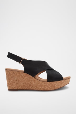 Sandalias de nobuk de cuña Annadel - Negro