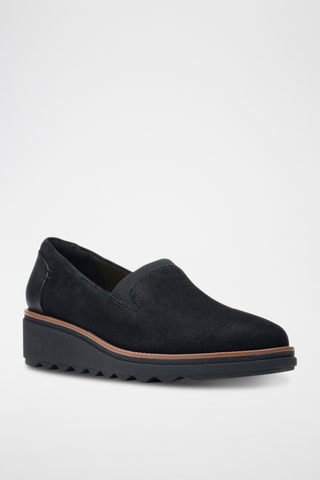Mocasines de nobuk de cuña Sharon - Negro