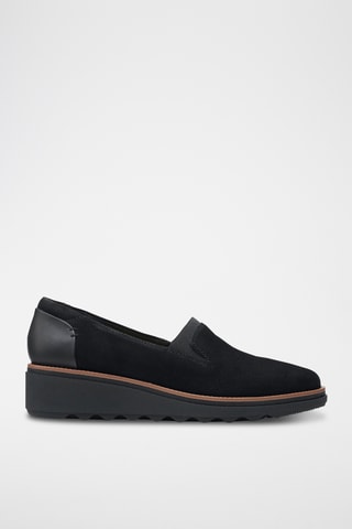 Mocasines de nobuk de cuña Sharon - Negro