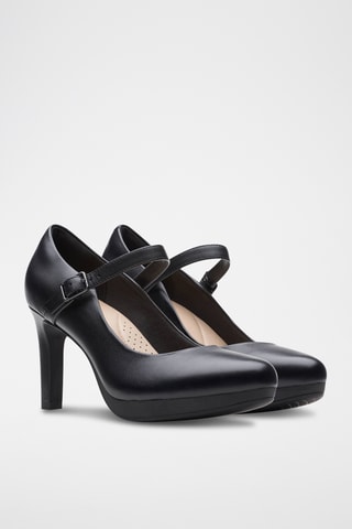 Babies de piel de tacón con plataforma Ambyr - Negro