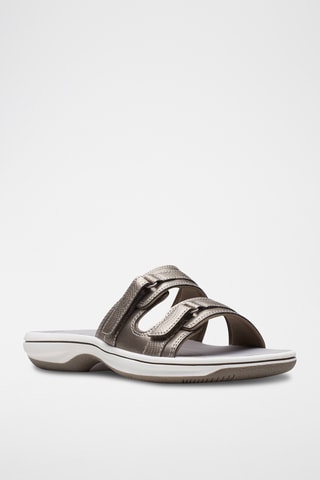 Sandalias de piel de cuña Brinkley - Beige