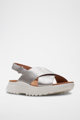 Sandalias de piel de cuña DashLite - Plateado