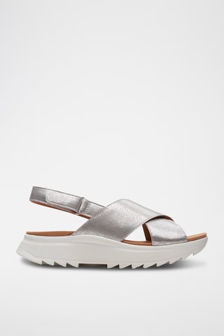 Sandalias de piel de cuña DashLite - Plateado
