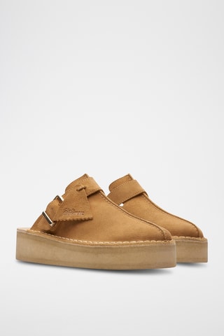 Zuecos de nobuk con plataforma TrekWedge - Camel