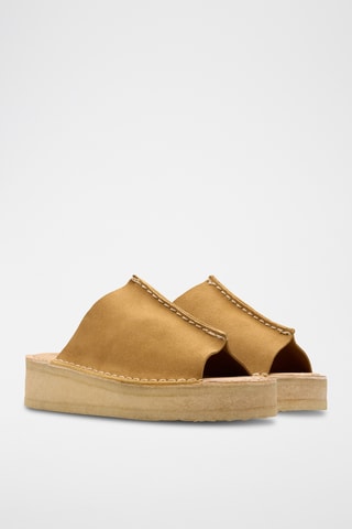 Sandalias de nobuk con plataforma Wedge - Marrón