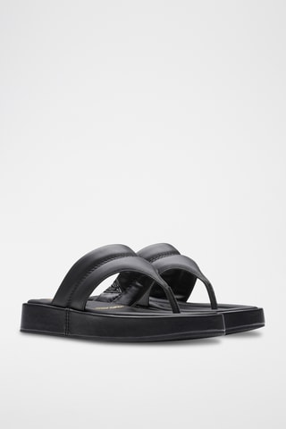 Chanclas de piel con plataforma Alda - Negro