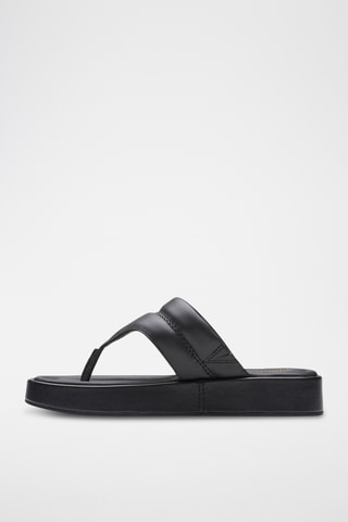 Chanclas de piel con plataforma Alda - Negro